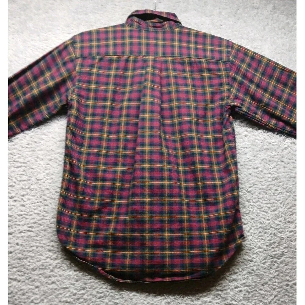 Ralph Lauren Boys Red Plaid Button Up Shirt Size 10-12 Classic Holiday Preppy